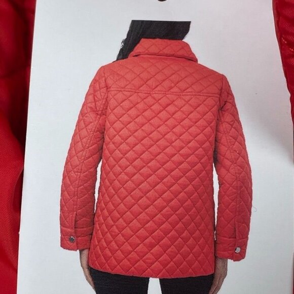 Anne Klein Red Quilted Jacket Medium Polyester Full Snap Front d0455 - Picture 4 of 11